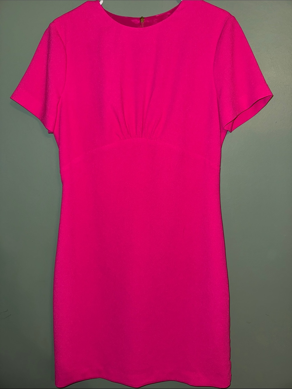 Trina Turk Hot Pink Short Sleeve Fitted Dress 8